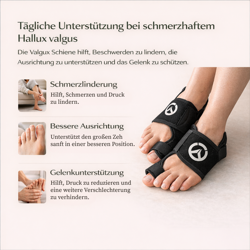 Valgux™ Hallux Valgus Schiene | Orthopädische Unterstützung zur Korrektur der Zehenstellung
